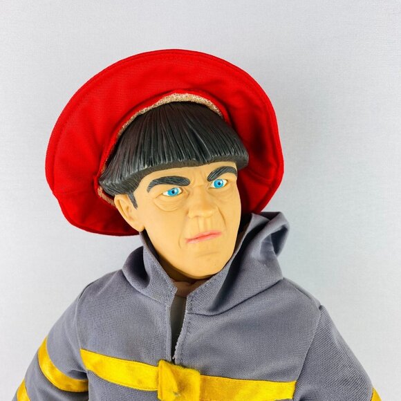 Three Stooges Moe Howard Character Plush Figure FiremanTv Series Plastic Face - Picture 2 of 10